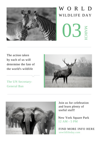 World Wildlife Day Animals in Natural Habitat Flyer A4 Design Template