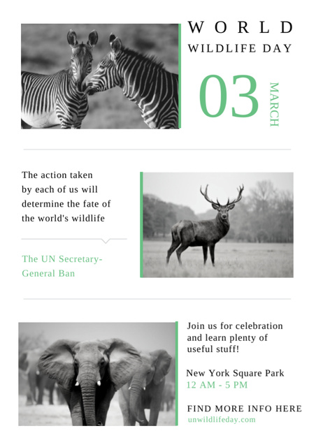 World Wildlife Day Ad with Animals in Natural Habitat Flyer A4 Design Template
