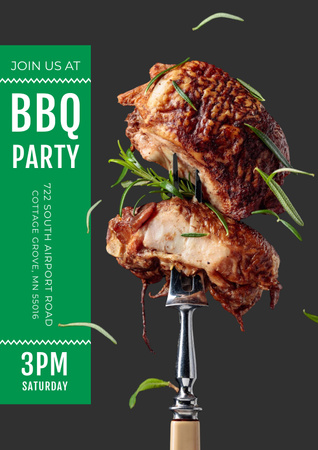 BBQ Party With Yummy Steaks Poster Design Template