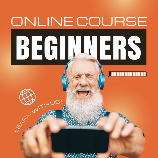 Age-Friendly Online Courses For Beginners Animated Post Modelo de Design
