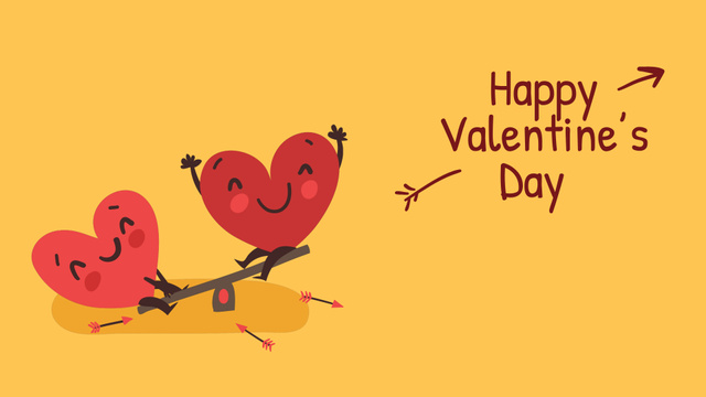 Happy Valentine's Day Hearts on seesaw Full HD video Design Template