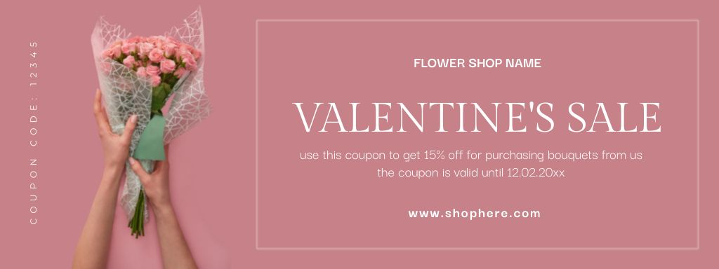 Valentine's Day Flower Sale Coupon Πρότυπο σχεδίασης