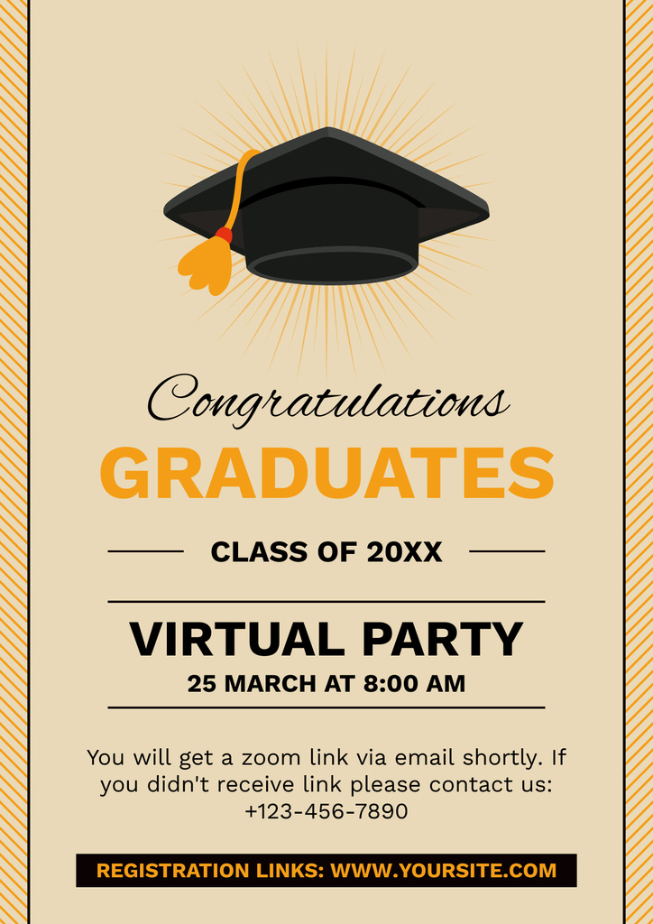 Greetings to Graduates on Beige Poster Design Template