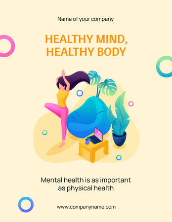 Inspiration for Importance of Mental Health with Phrase Poster 8.5x11in Design Template