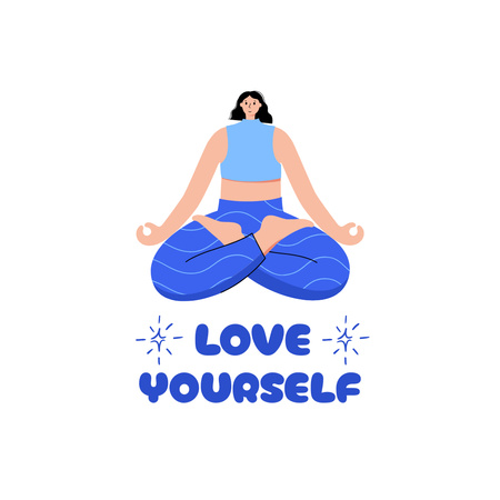 Modèle de visuel Yoga Classes Ad with Woman Sitting in Lotus Position - T-Shirt 4x4in