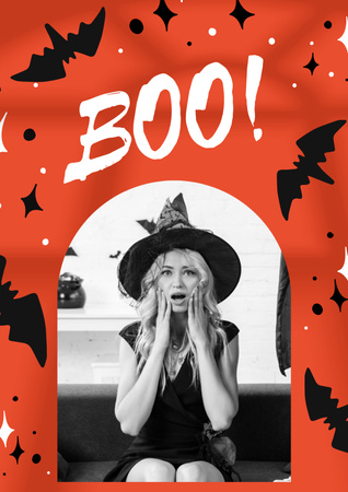 Halloween Celebration with Girl in Witch Costume Poster Design Template