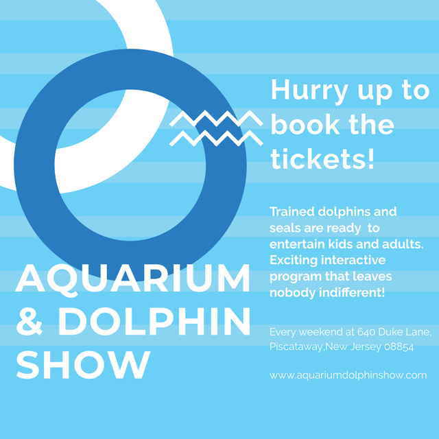 Aquarium and Dolphin show Announcement Instagram Šablona návrhu