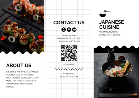 Oferta de Apetitosos Blues da Cozinha Japonesa Brochure Modelo de Design