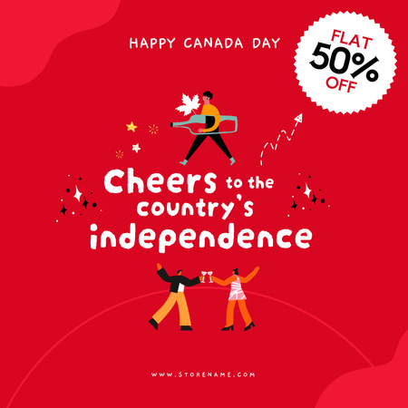 Modèle de visuel Annonce de réduction pour la fête du Canada - Instagram