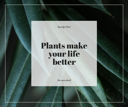 Platilla de diseño Phrase about Plants with Monstera Leaves Facebook