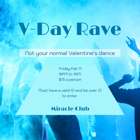 Valentine's Day Party Announcement with Dancing Crowd Instagram Design Template