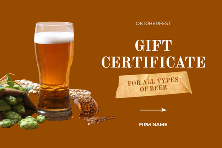 Oktoberfest Special Offer Announcement Gift Certificate – шаблон для дизайна