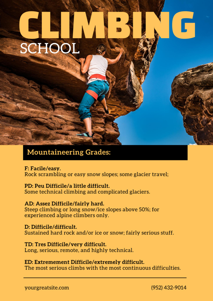 Climbing School Ad Poster A3 Design Template