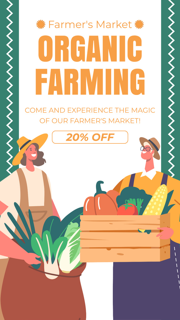 Cheerful Farmers Selling Vegetables at Market Instagram Story Design Template