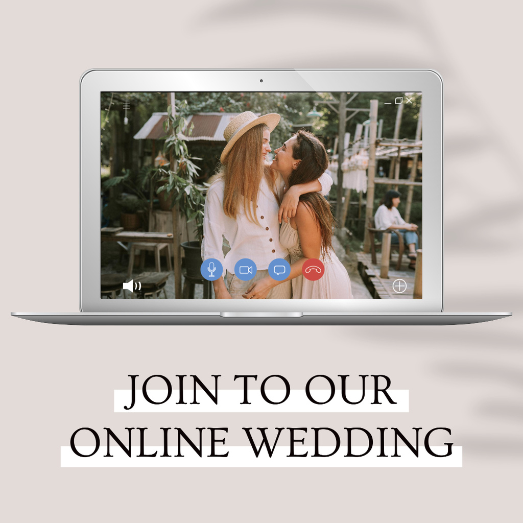 Online Wedding Announcement with Cute LGBT Couple Instagramデザインテンプレート