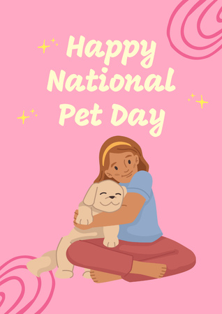 Ontwerpsjabloon van Poster A3 van Nationale Pet Week-groet met schattige puppy