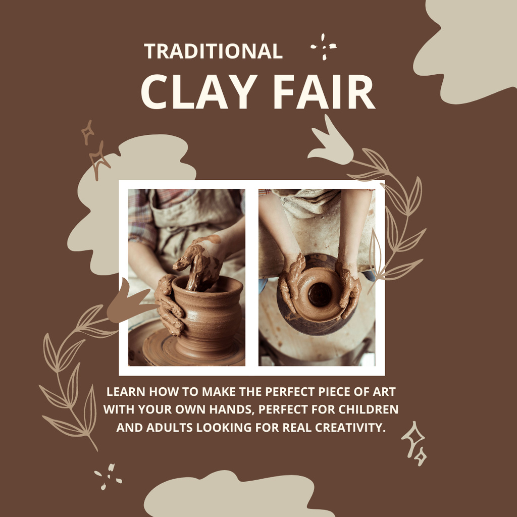 Collage with Craft Fair Announcement with Pottery Instagram Tasarım Şablonu