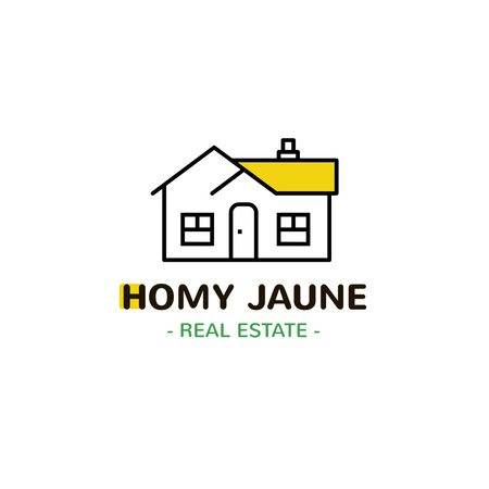 Real Estate Agency Ad with Building Icon in Yellow Logo Design Template