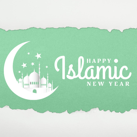 Moon and Mosque for Islamic New Year Greeting Instagram Design Template