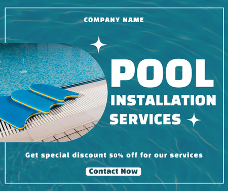 Ontwerpsjabloon van Facebook van Special Discount Offer for Swimming Pool Installation