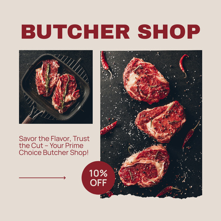 Best Choice of Fresh Meat Cuts Instagram Design Template