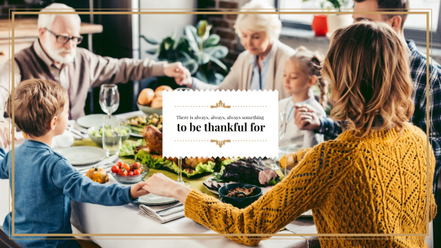 Designvorlage Family at Thanksgiving Dinner für Youtube