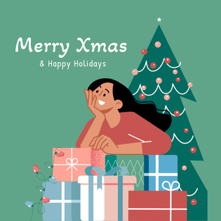 Χαριτωμένο αγόρι με λαγουδάκι στις διακοπές των Χριστουγέννων Instagram Πρότυπο σχεδίασης