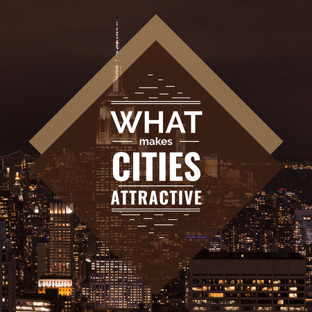 City Guide Night Skyscraper Lights Instagram AD Modelo de Design