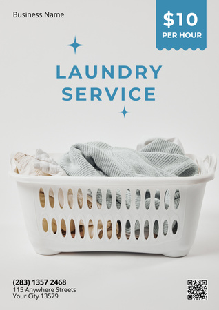 Laundry Service Offer with Basket Poster Design Template