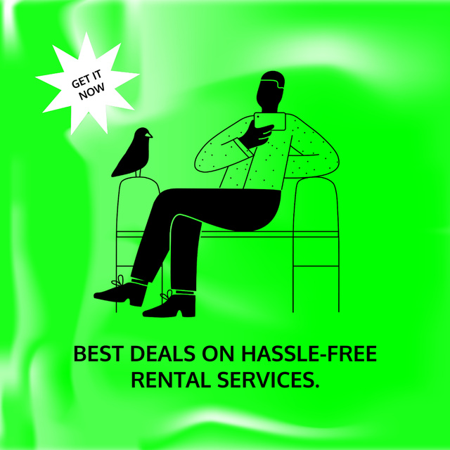 Ontwerpsjabloon van Animated Post van Rental Services Sale with Man and Bird
