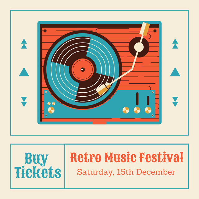 Sale of Tickets for Musical Retro Festival Instagram AD Design Template