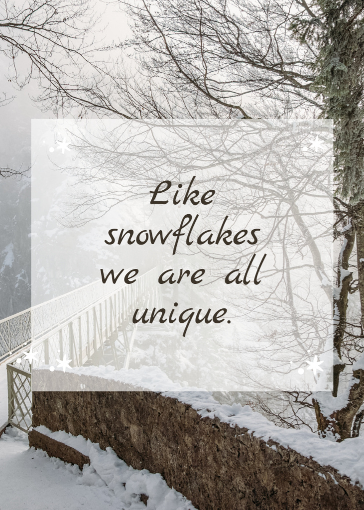 Inspirational Phrase with Winter Landscape Postcard 5x7in Vertical Design Template