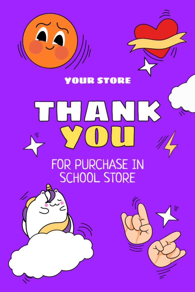 Creative Back to School And Thank You For Purchase Postcard 4x6in Vertical Šablona návrhu