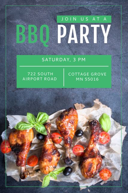 Szablon projektu BBQ Party Invitation Grilled Chicken Tumblr