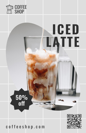 Speciální slevová nabídka na ledové latte Recipe Card Šablona návrhu