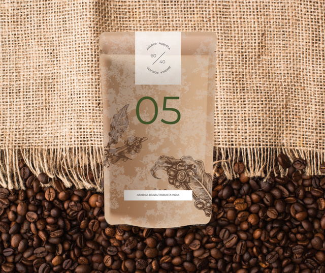 Fresh Coffee beans packed in bag Facebook Design Template