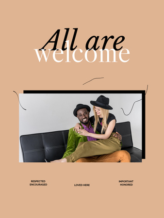 Platilla de diseño Inspirational Phrase with Happy Multiracial Couple Poster US