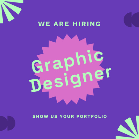 Graphic Designer Hiring Ad Bright Purple Instagram Modelo de Design