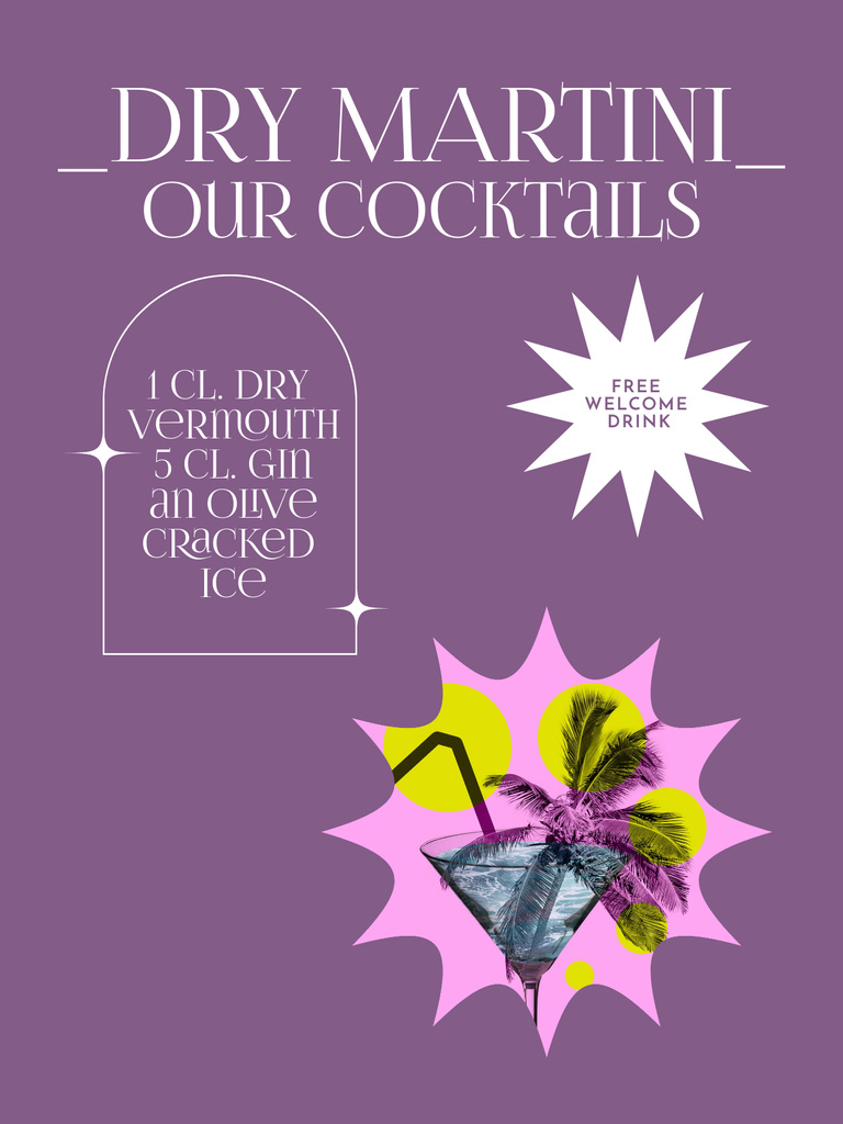 Offer Cocktails with Dry Martini Poster US Tasarım Şablonu