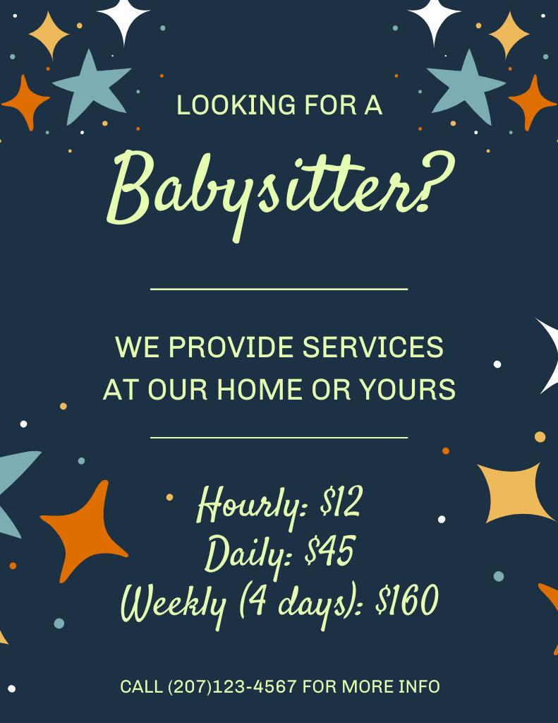 Babysitter Services Offer Flyer 8.5x11in Design Template