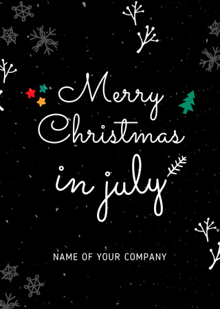 Διαφήμιση του εορτασμού των Χριστουγέννων τον Ιούλιο στο Μαύρο Flyer A6 Πρότυπο σχεδίασης