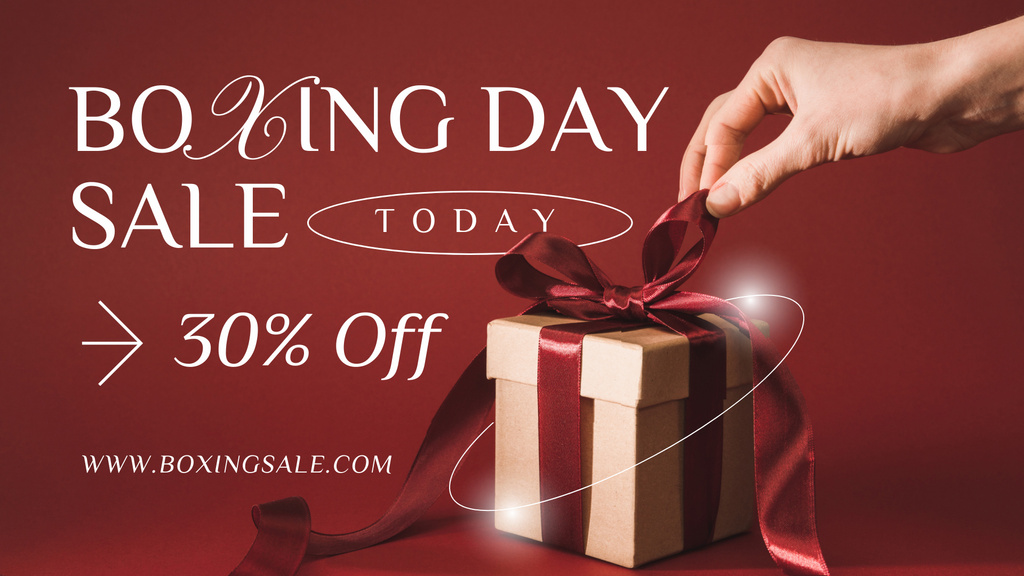 Boxing Day Sale Announcement on Red FB event cover Tasarım Şablonu