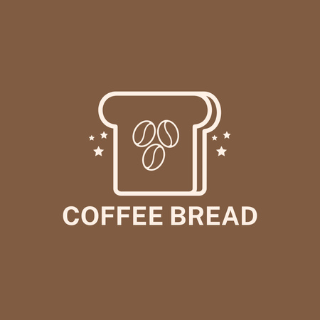 Cafe Ad with Coffee Beans and Bread Logo Design Template