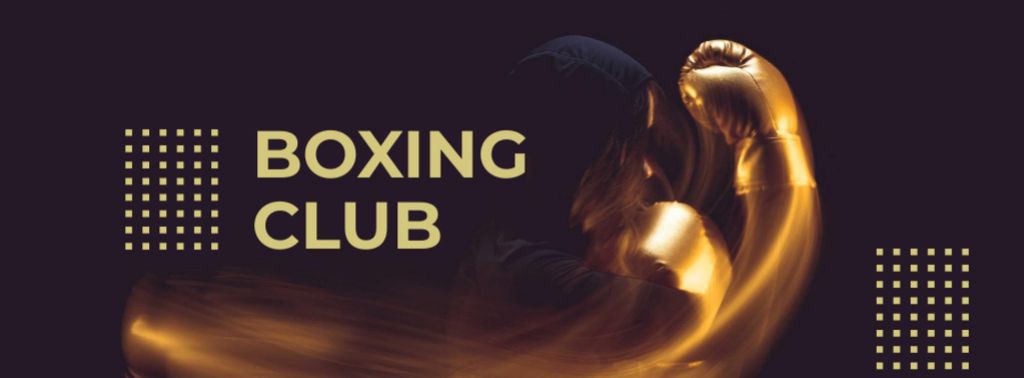 Boxing Club Ad with Boxer in gloves Facebook cover Tasarım Şablonu