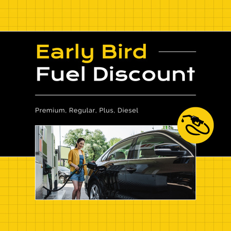 Early Bird Fuel Discount Promo with Beautiful Woman Instagram Design Template