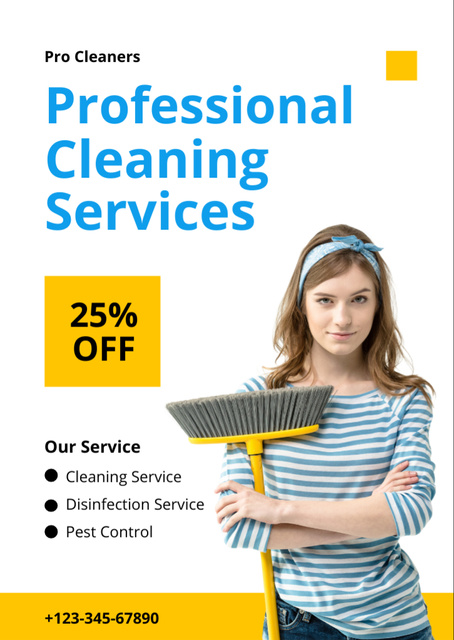 Pro Cleaning Services With Discount Offer Flyer A6 Tasarım Şablonu