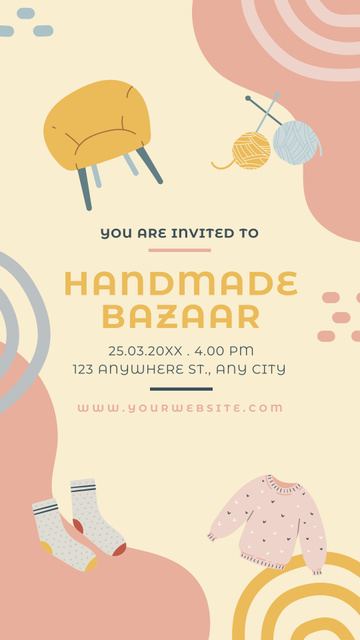Handmade Bazaar Announcement With Goods Instagram Story tervezősablon