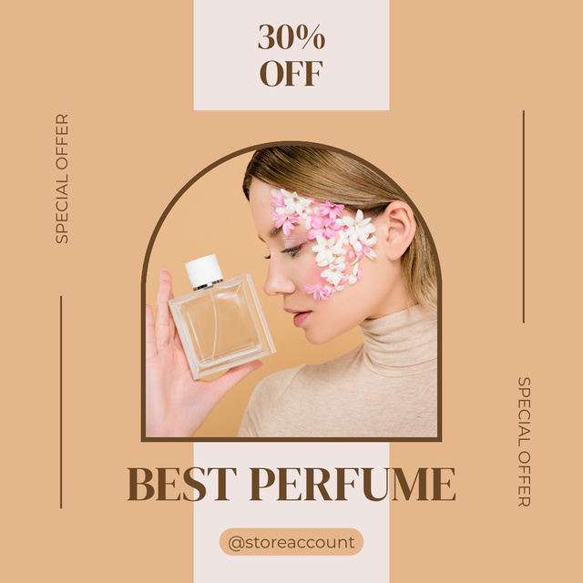 Discount Offer on Floral Perfume Instagram Tasarım Şablonu
