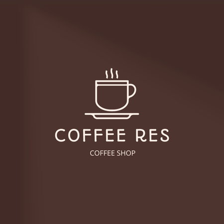 Coffee House Emblem on Brown Logo 1080x1080px Design Template