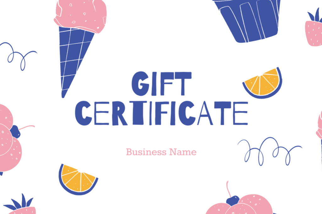 Gift Card with Ice Cream and Fruits Gift Certificateデザインテンプレート